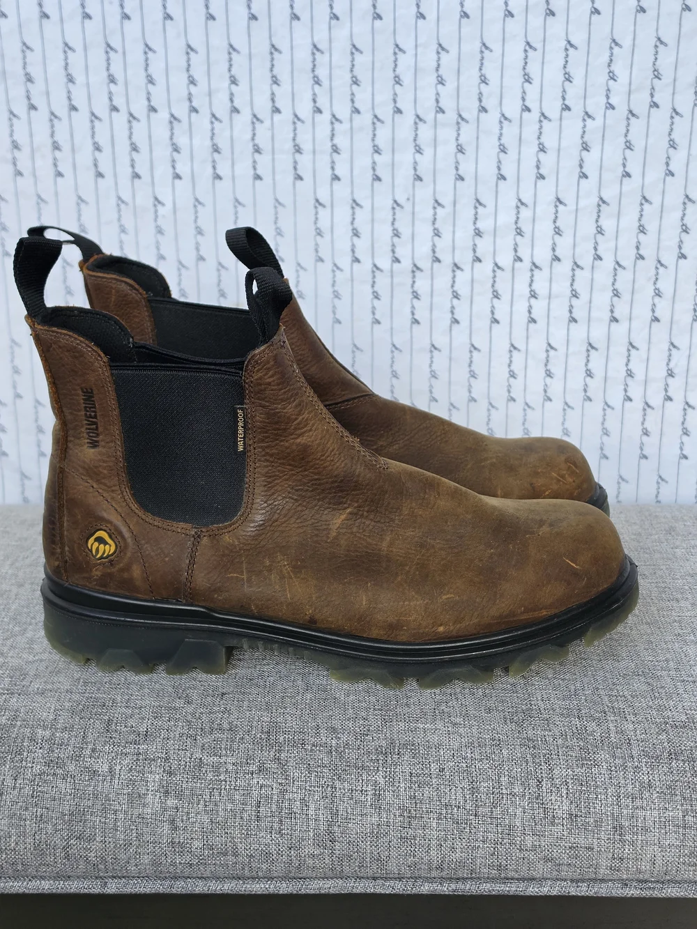 Wolverine Brown Leather Chelsea Chukka Boots with Black Elastic Steel Toe
